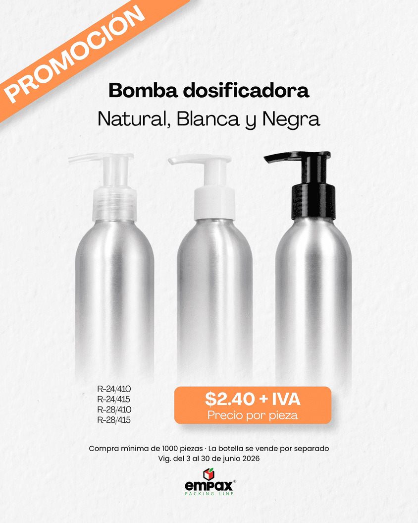 Promoción de bomba dosificadora natural blanca y negra Empax junio 2026