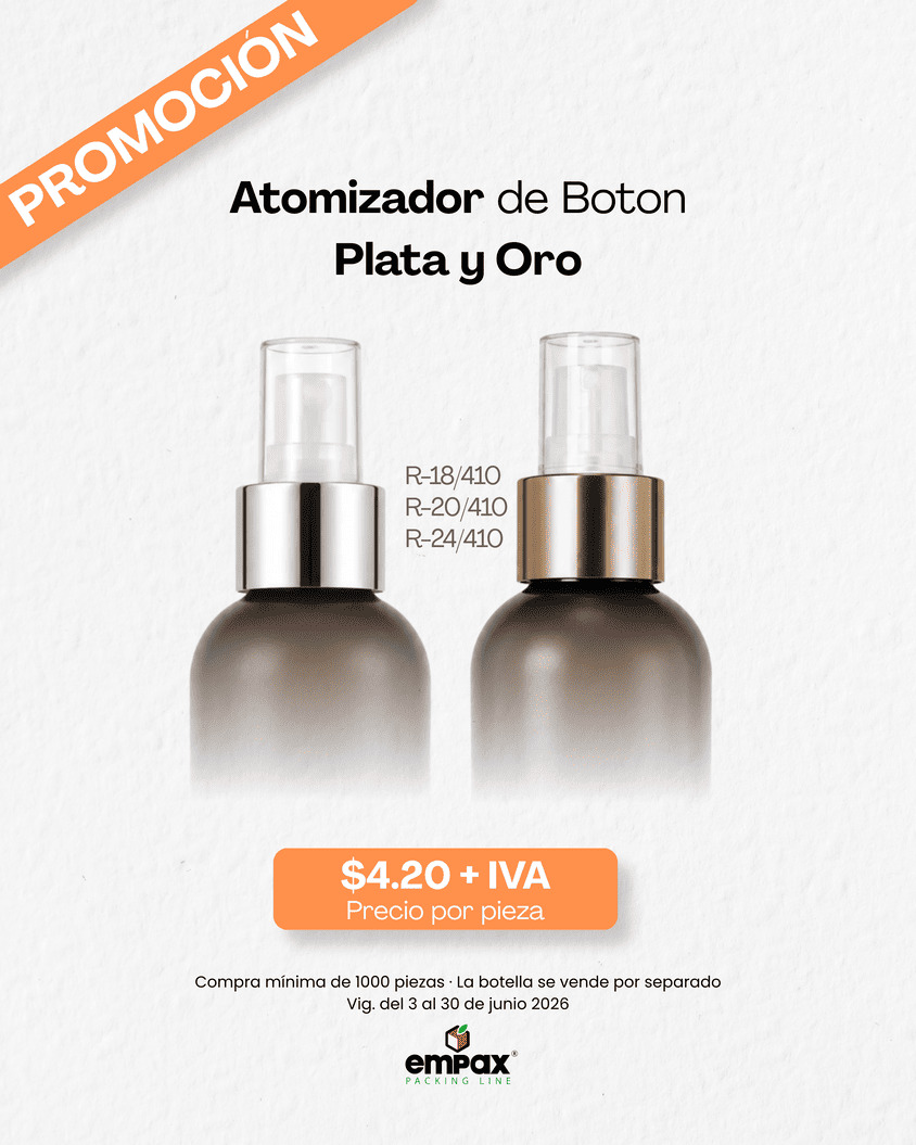 Promoción de atomizador de botón plata y oro Empax junio 2026