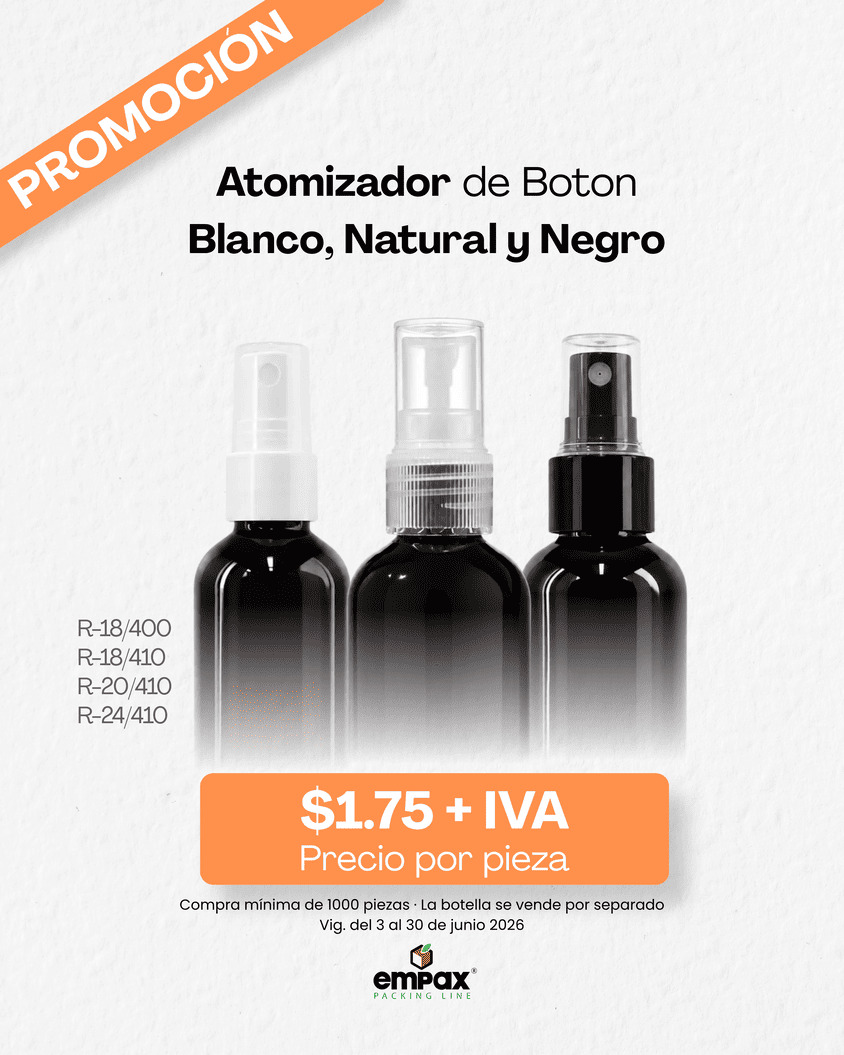Promoción de atomizador de botón blanco natural y negro Empax junio 2026